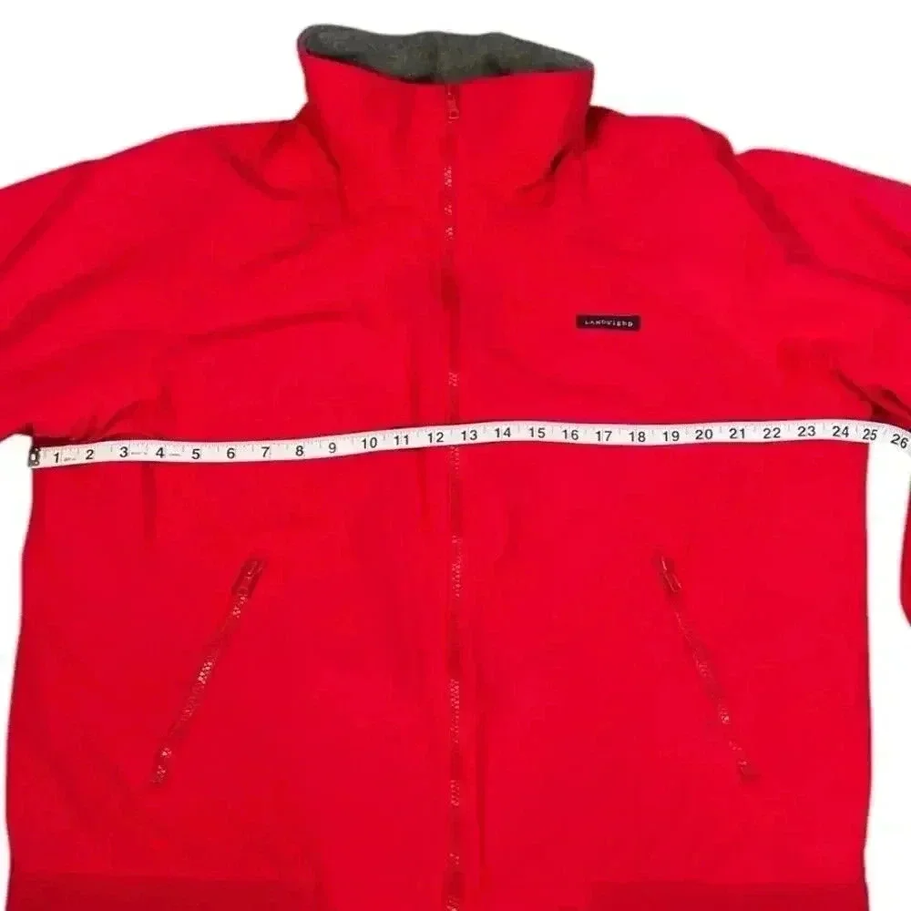 Lands End Men's Fleece Lined Red Warm Soft Shell Jacket Size Medium 38-40